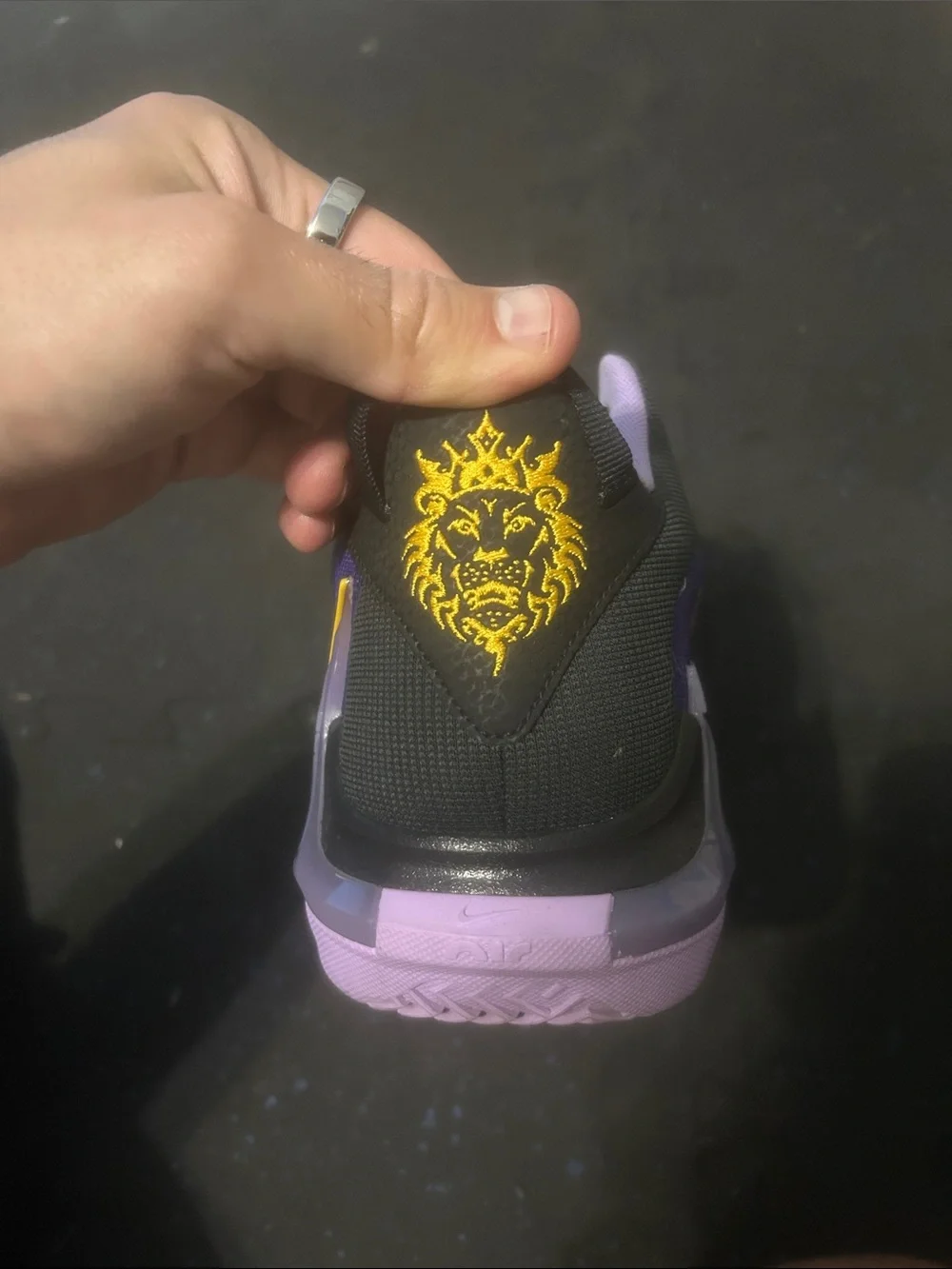 Nike LeBron King shoes purple,black,and yellow